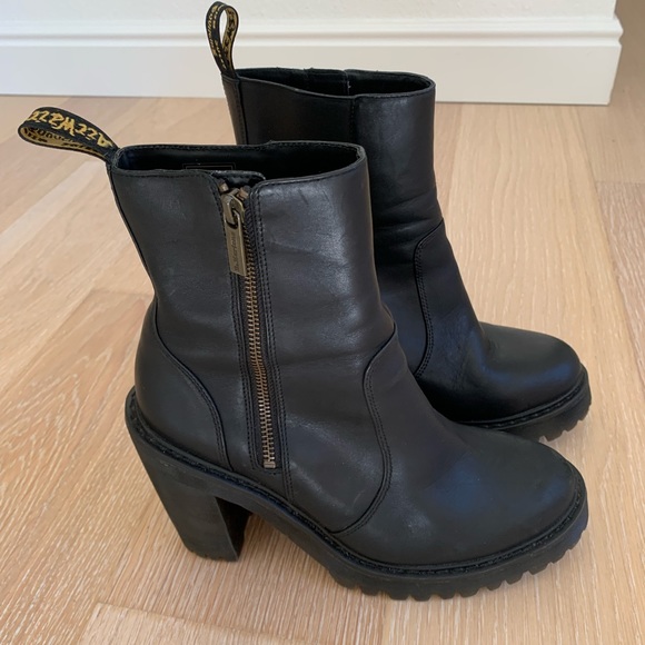 Rare Dr. Martens Magdalena II Platform Quad Heeled Boots Black Leather, 9 - Picture 3 of 10